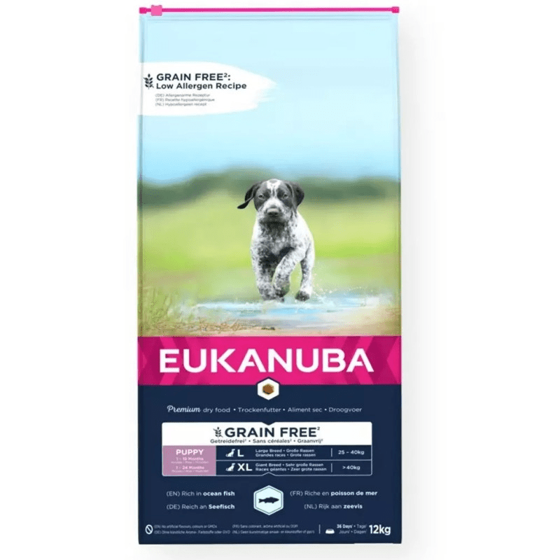 Sausa barība kucēniem - Eukanuba JUNIOR LARGE GRAIN FREE Seefish, 12 kg – 181Suns Sausa barība kucēniem - Eukanuba JUNIOR LARGE GRAIN FREE Seefish, 12 kg