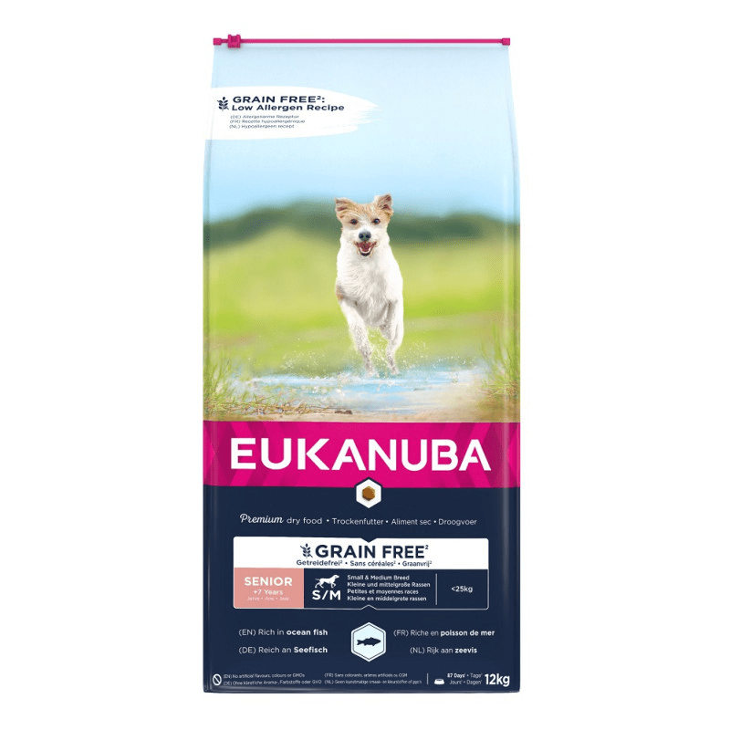 Сухой корм для собак – Eukanuba Senior Small and Medium Ocean Fish Grain Free, 12 кг – 181Suns Сухой корм для собак – Eukanuba Senior Small and Medium Ocean Fish Grain Free, 12 кг